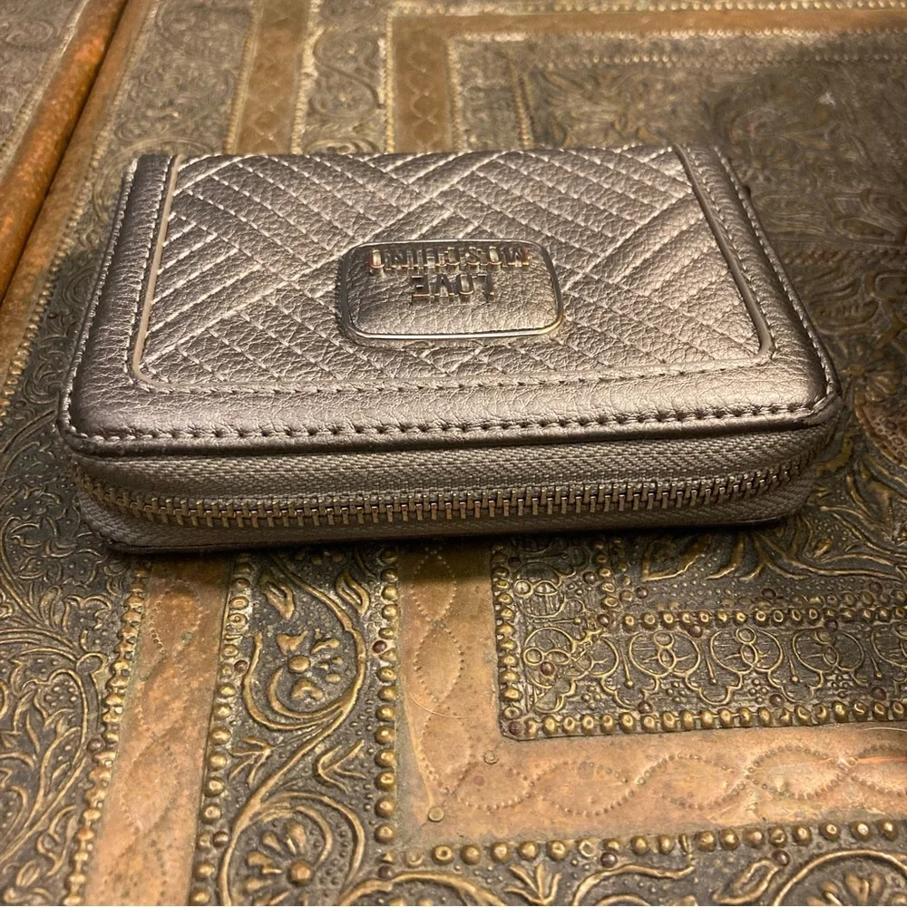 Love Moschino quilted wallet silver‎ metallic